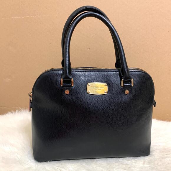 MICHAEL KORS Black Crossgrain Leather CINDY Slim Dome Satchel - Picture 15 of 15